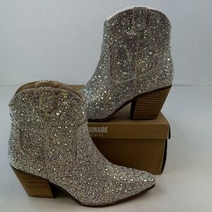CUSHIONAIRE Women's Bravo Rhinestone Western Boots with Memory Foam Size 8